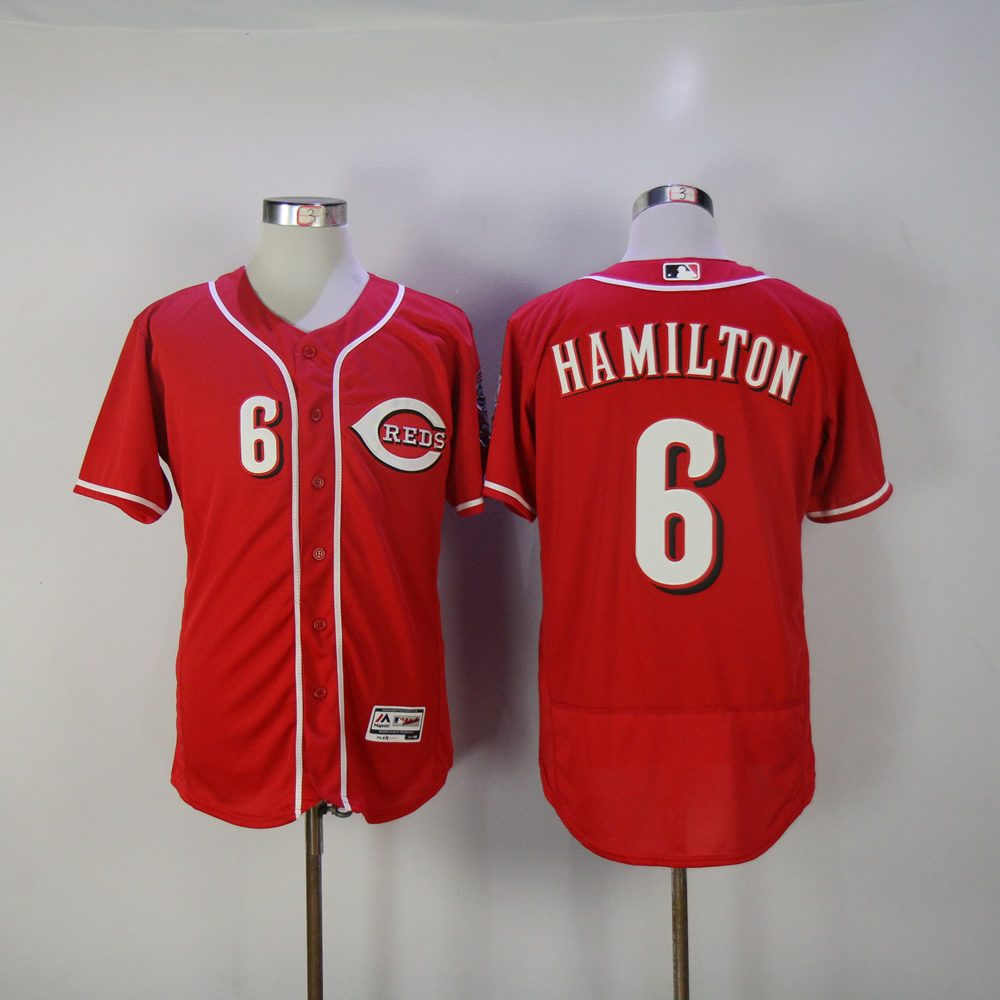 Men MLB Cincinnati Reds 6 Hamilton red jerseys